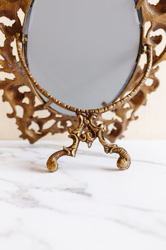 vintage french rococo style petite gilt ormolu vanity mirror