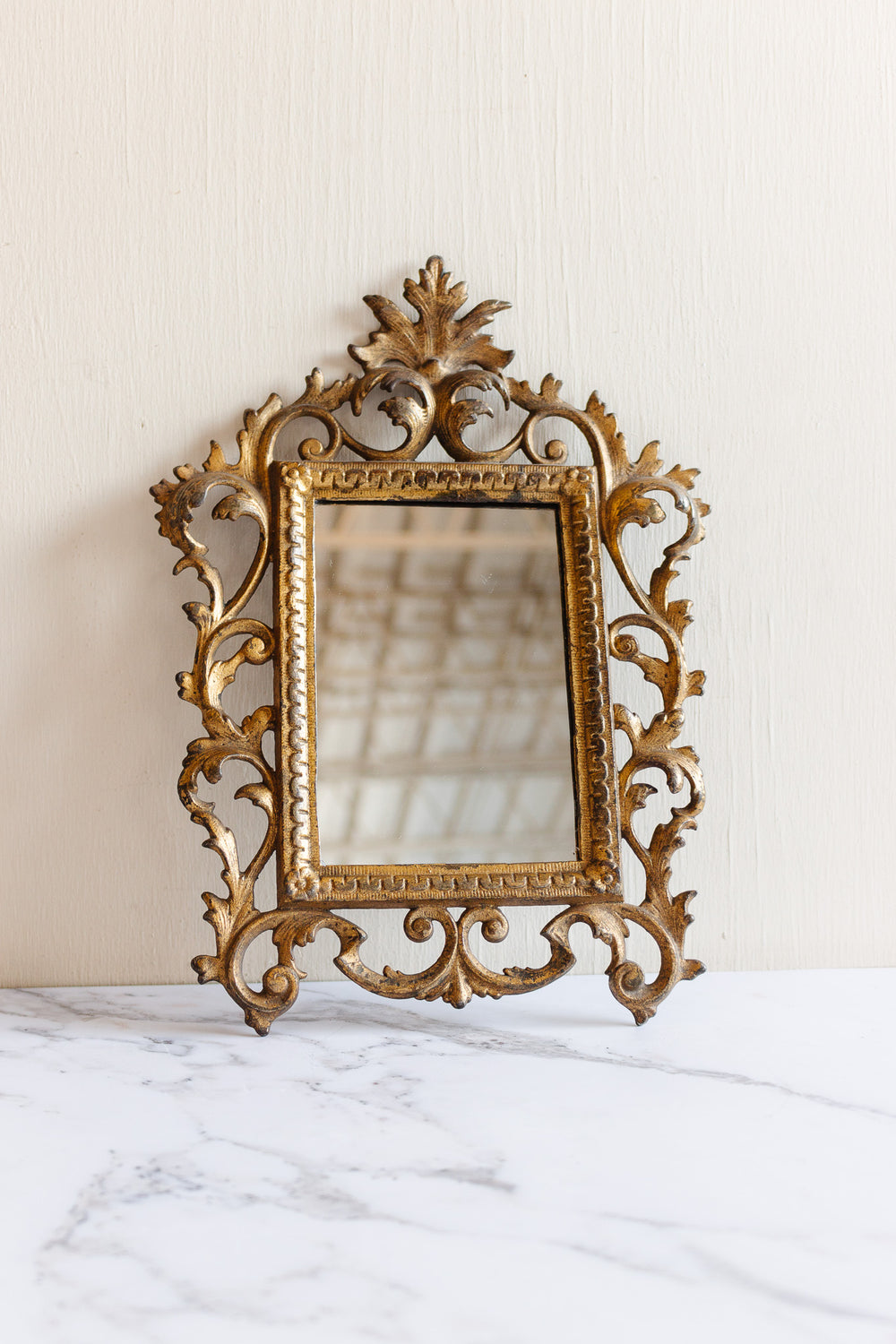 vintage french rococo style petite gilt ormolu mirror