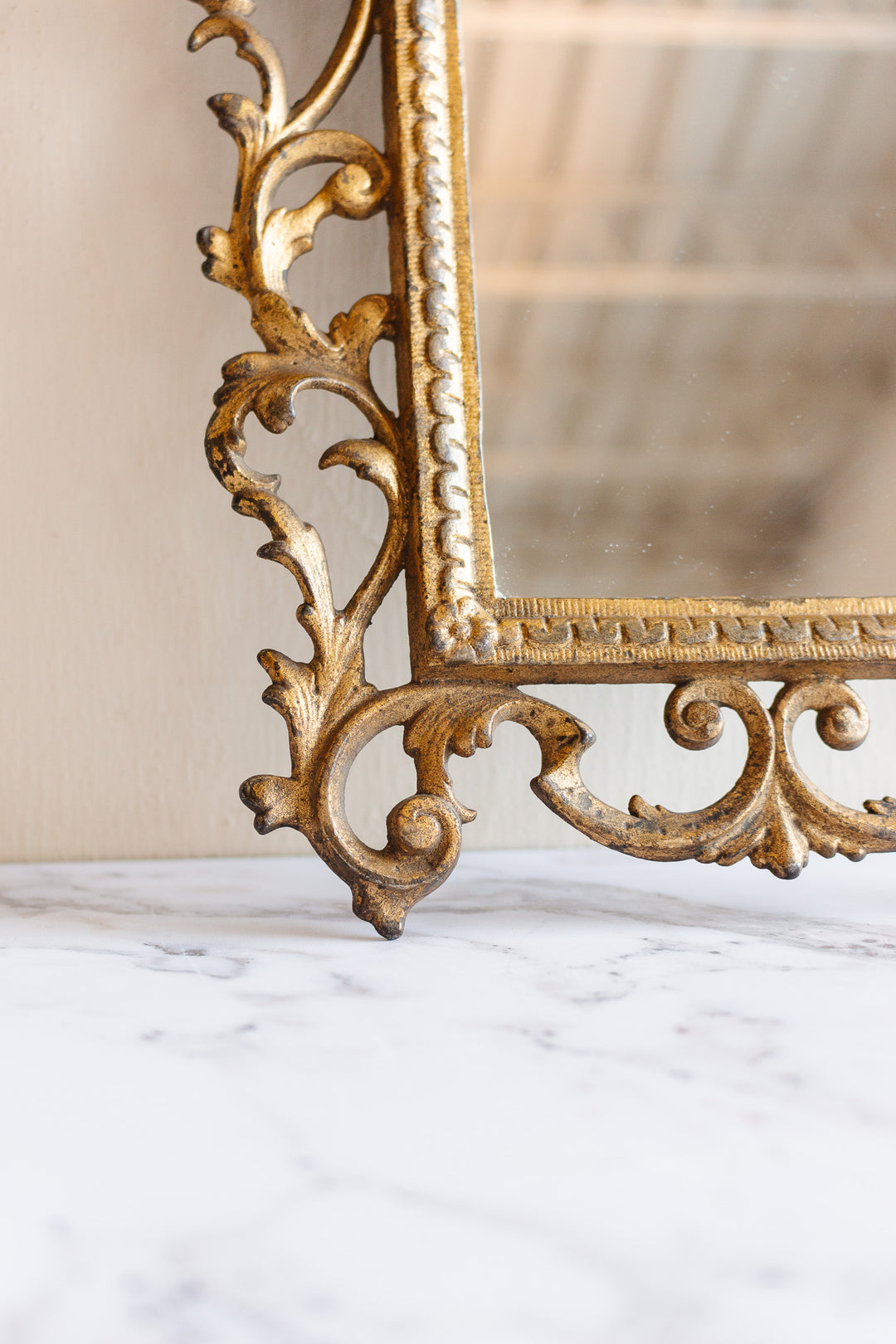 vintage french rococo style petite gilt ormolu mirror