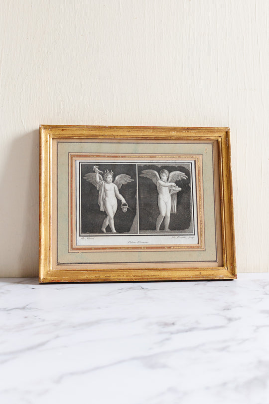 framed 18th century engraving, “Ancient Roman Scene”