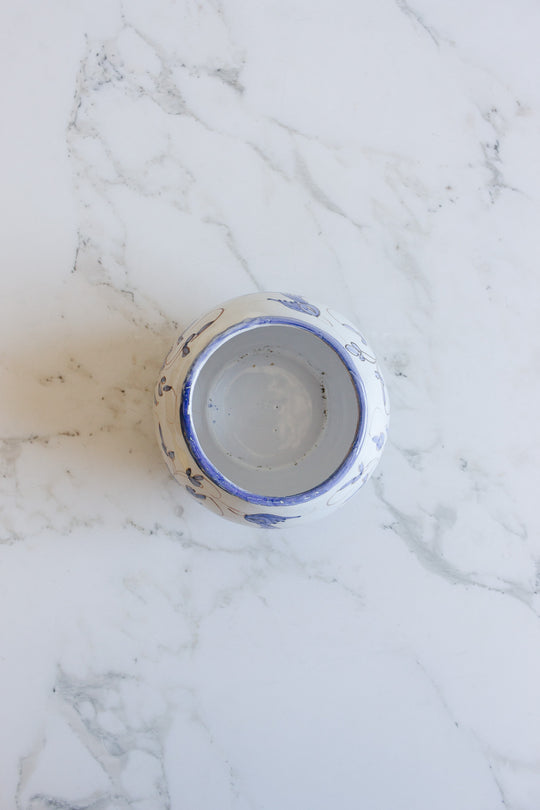 vintage french handpainted blue and white moustiers vase