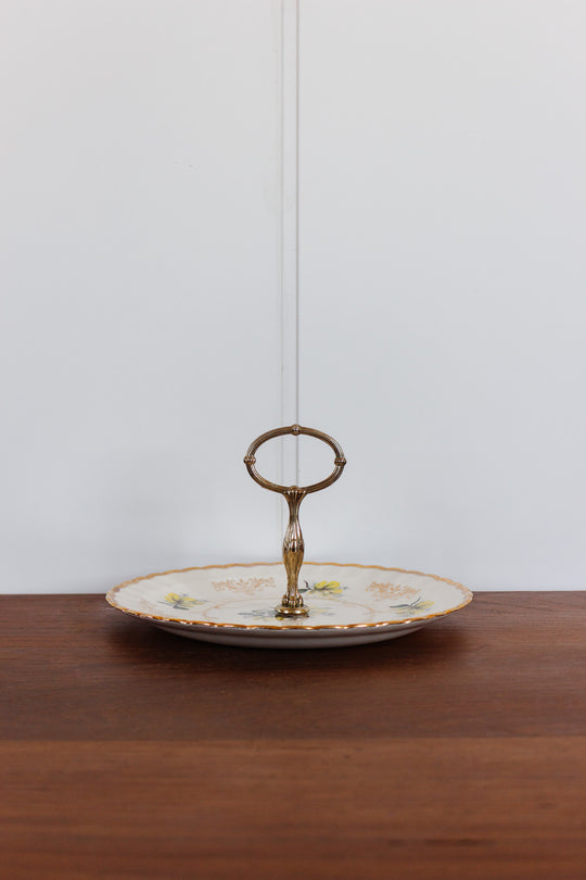 midcentury wood and sons cake plate