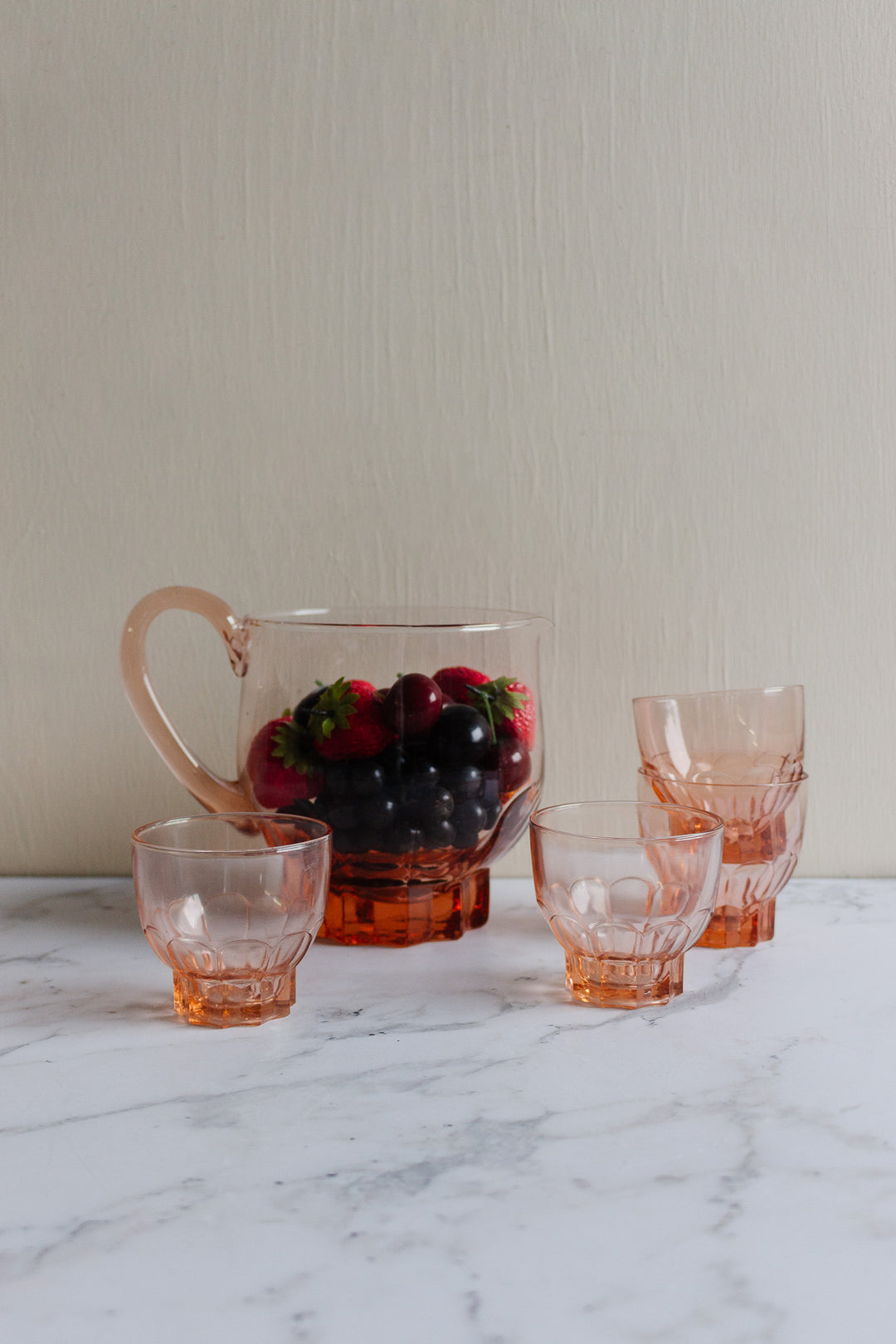 1930s french pink glass pitcher