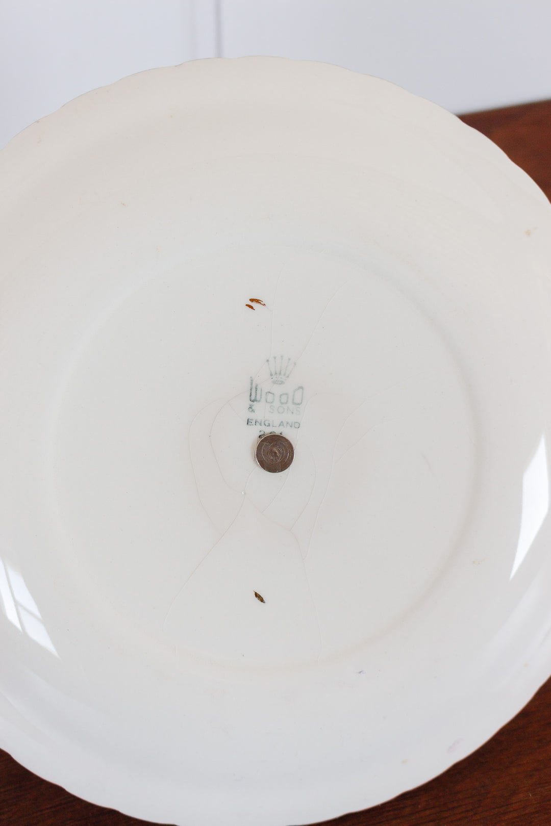 midcentury wood and sons cake plate
