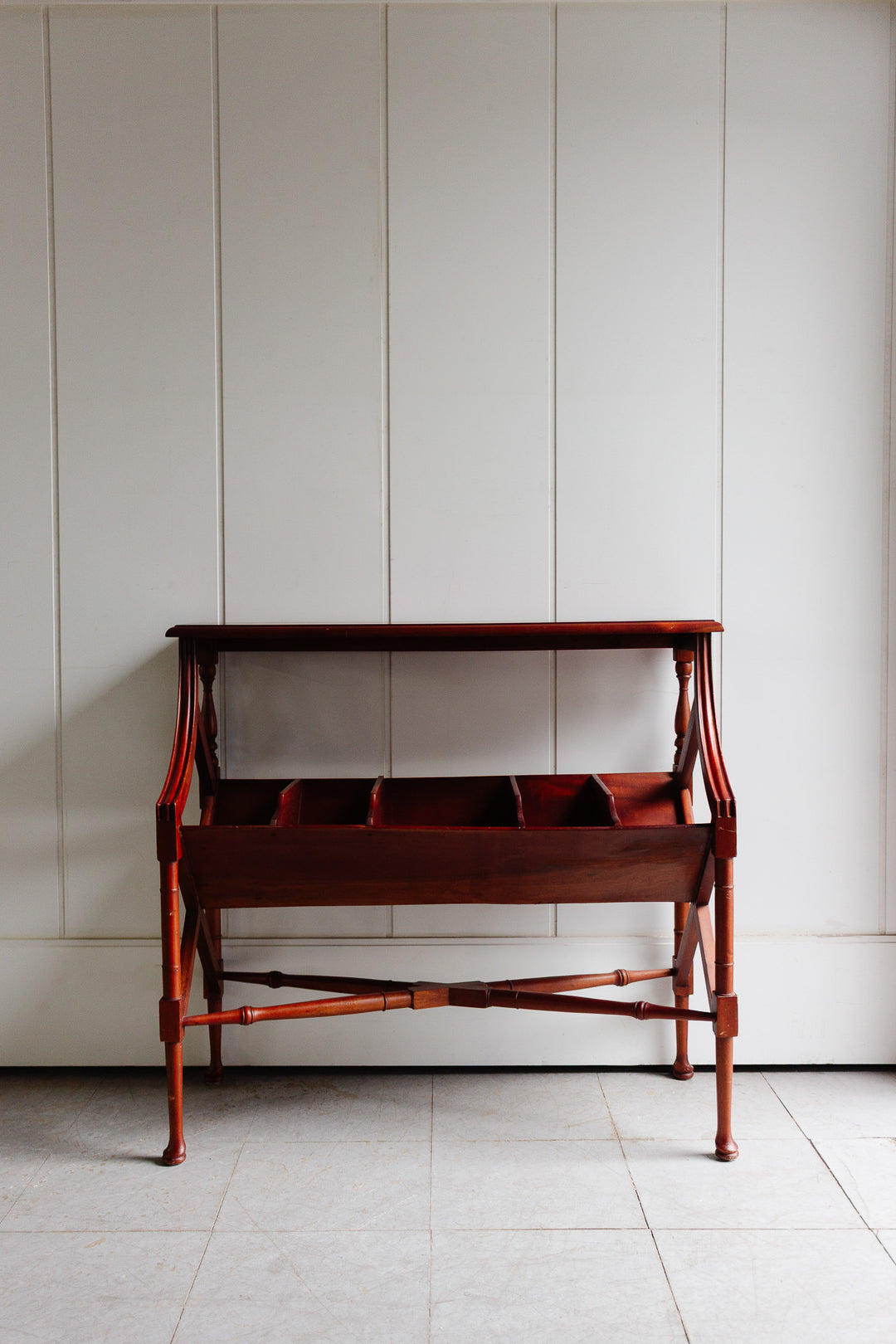 vintage english mahogany book trough