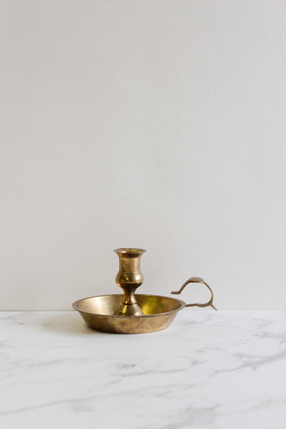 antique french brass chamberstick with ring handle