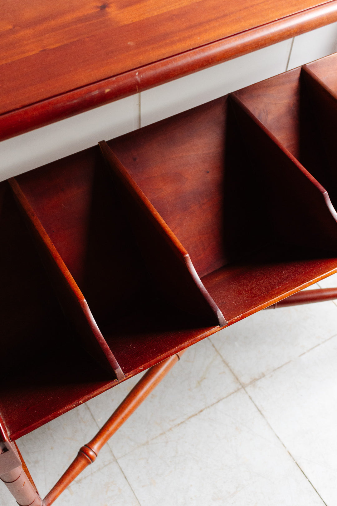 vintage english mahogany book trough