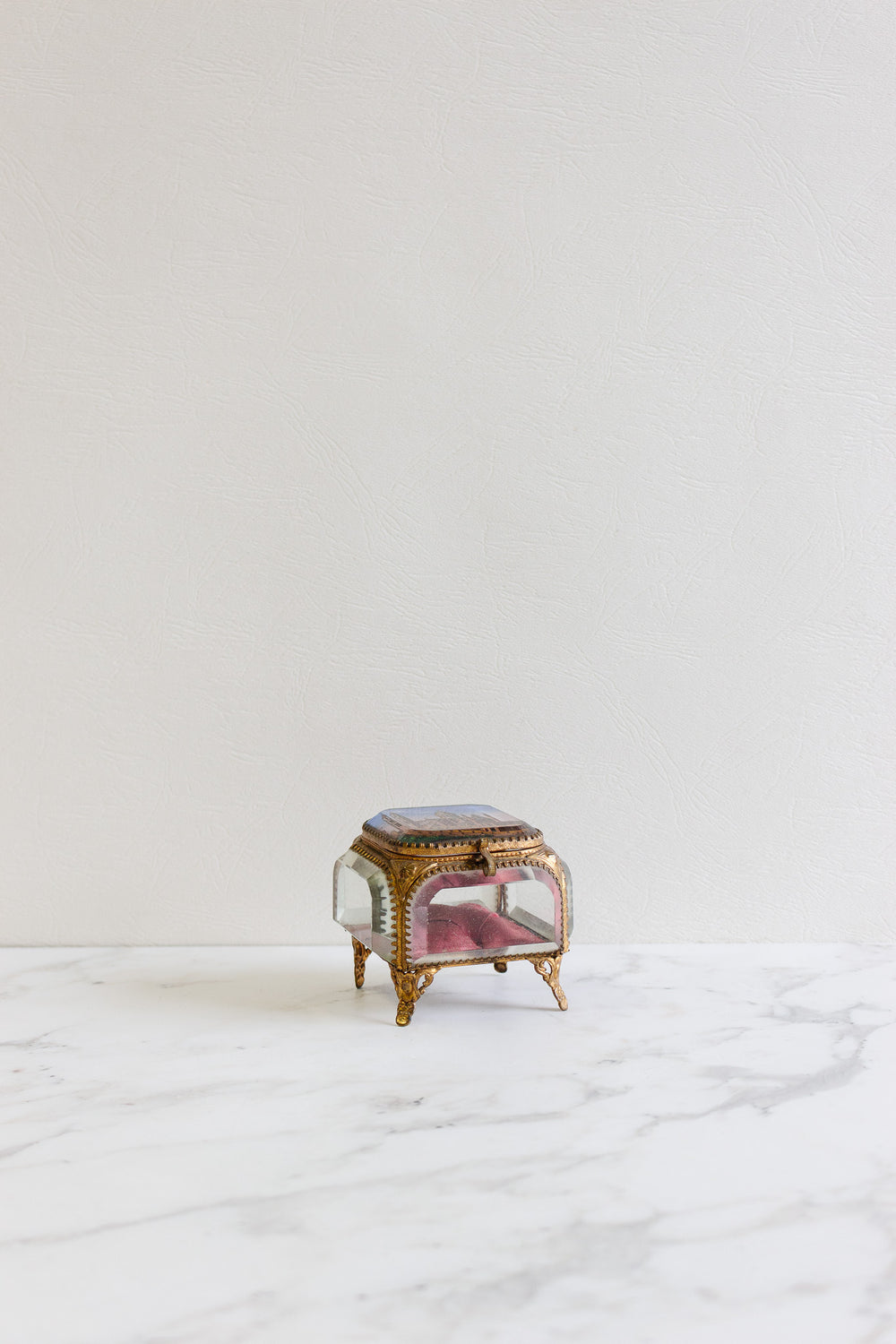 turn of the century french beveled glass and ormolu souvenir bijoux casket