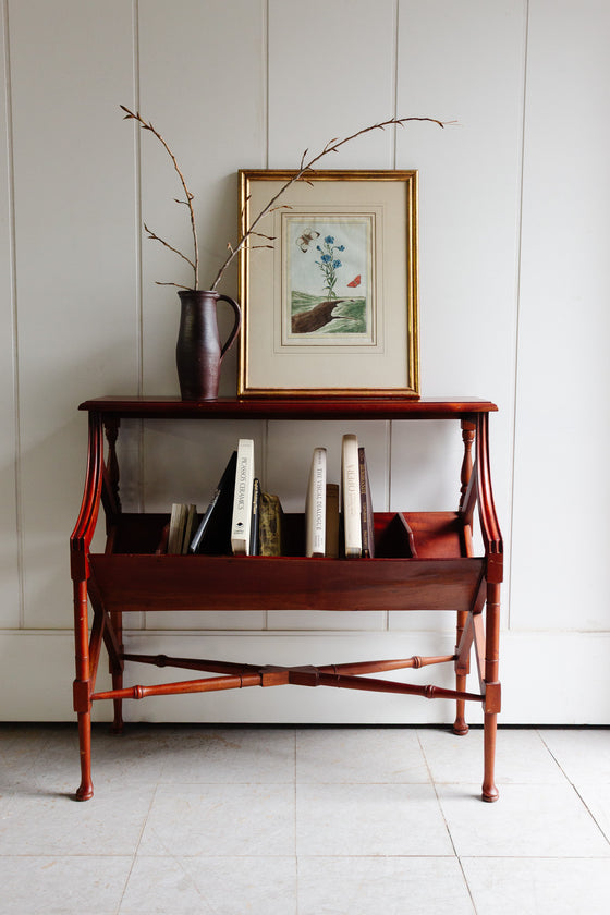 vintage english mahogany book trough