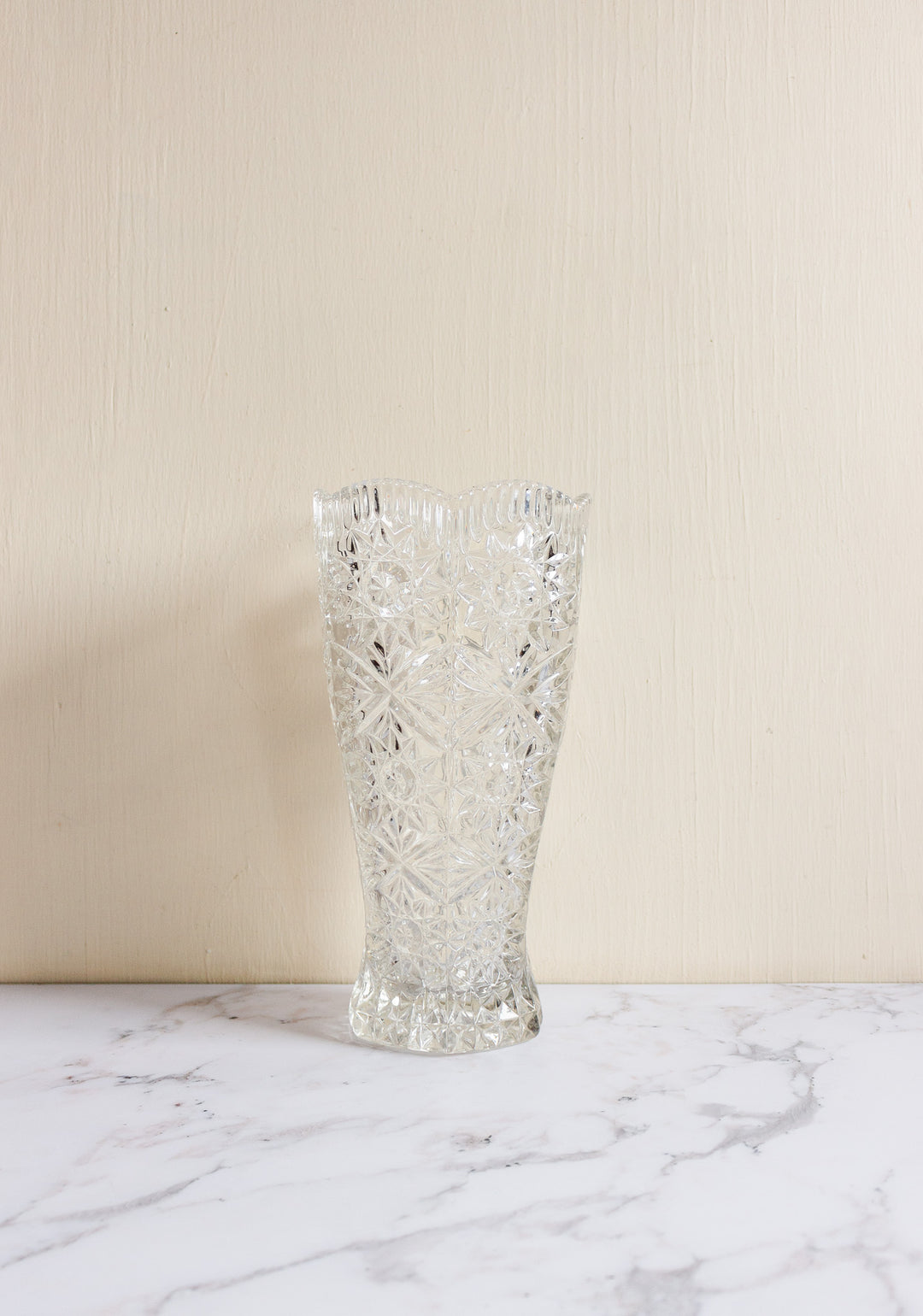 midcentury French cut glass vase
