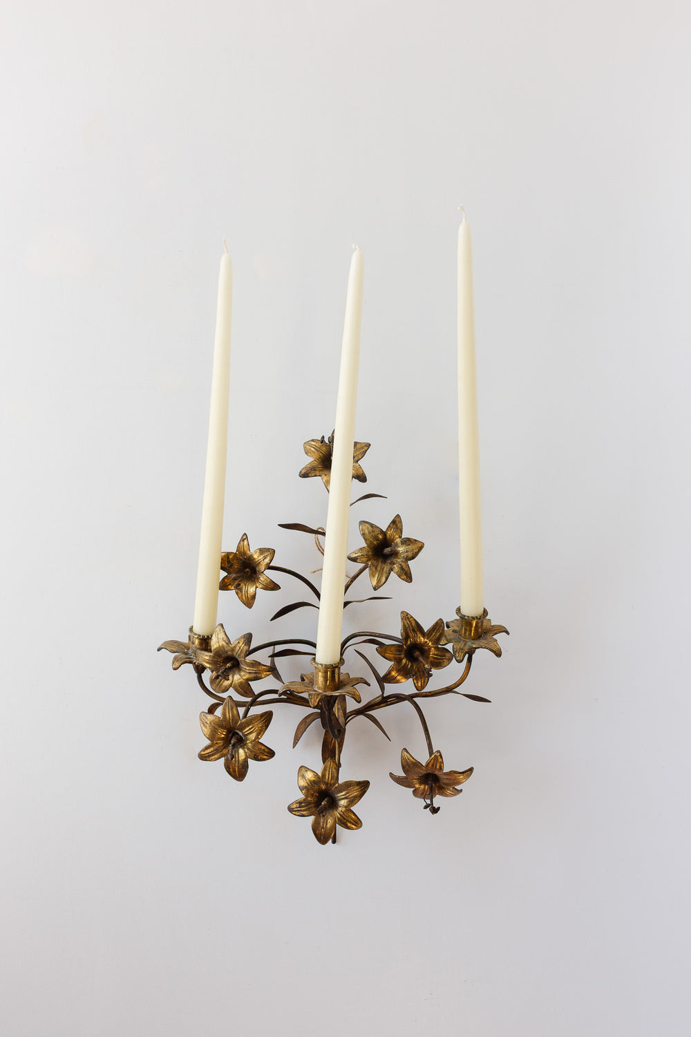 antique french brass floral candelabra sconce