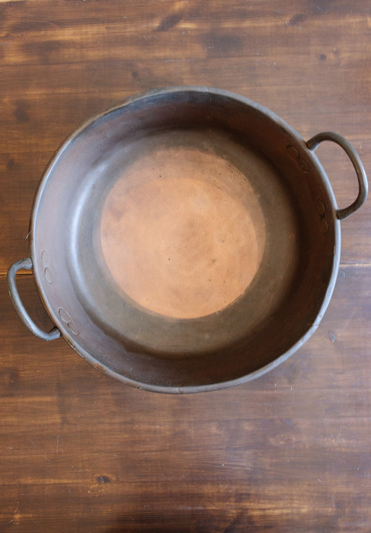 antique french large copper jam pot