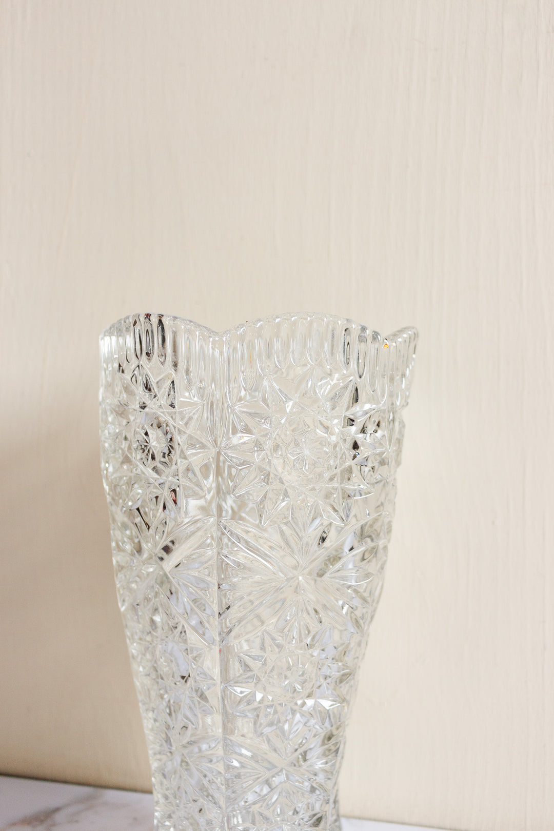 midcentury French cut glass vase