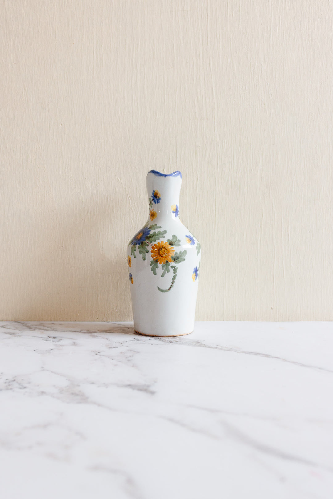 antique French Saint Clément pottery oil and vinegar cruet set