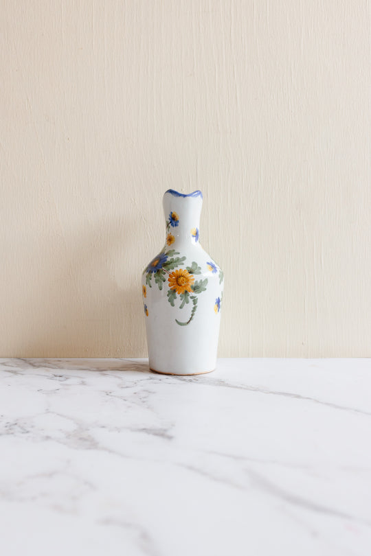 antique French Saint Clément pottery oil and vinegar cruet set