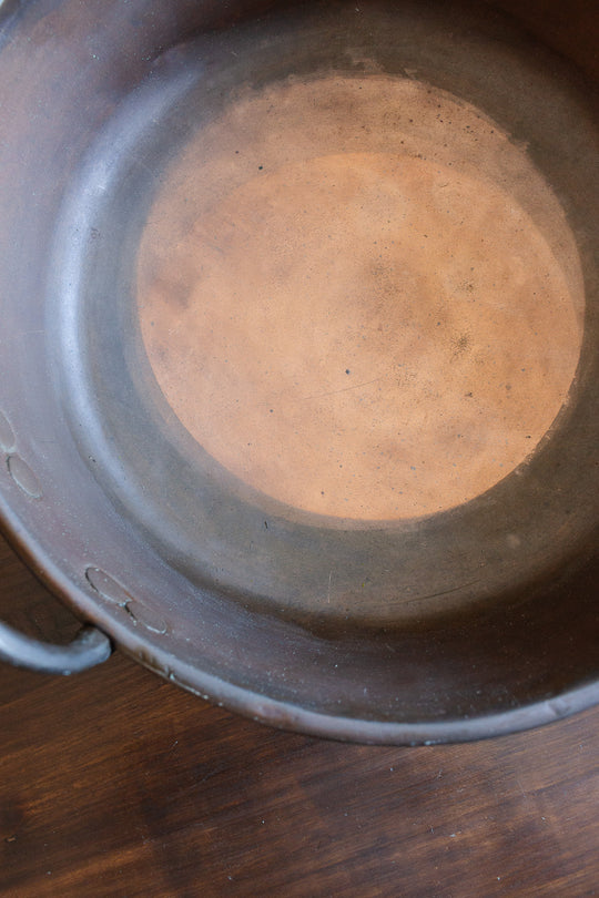 antique french large copper jam pot