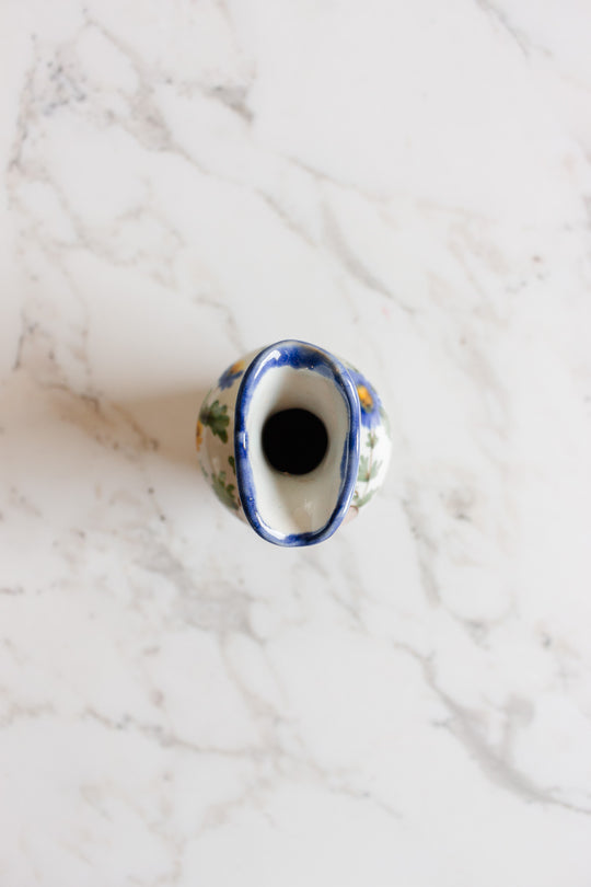 antique French Saint Clément pottery oil and vinegar cruet set