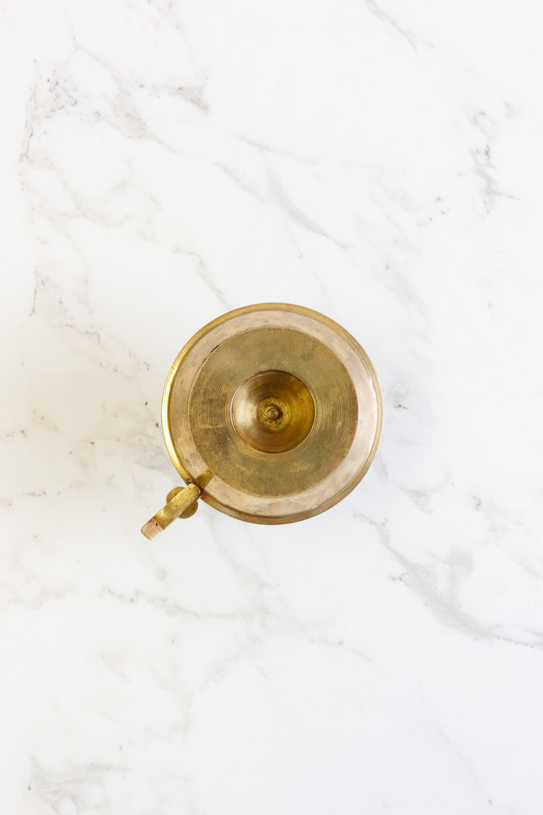 antique french brass chamberstick with ring handle