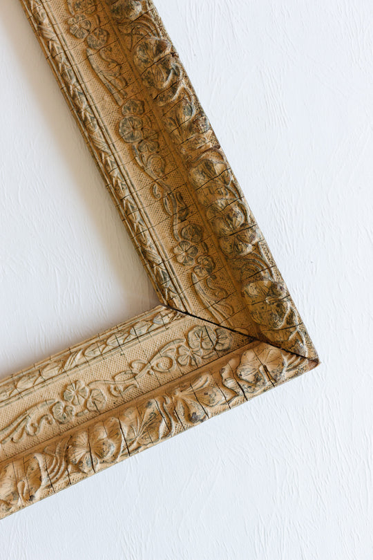 vintage french time worn wood and gesso gilt frame