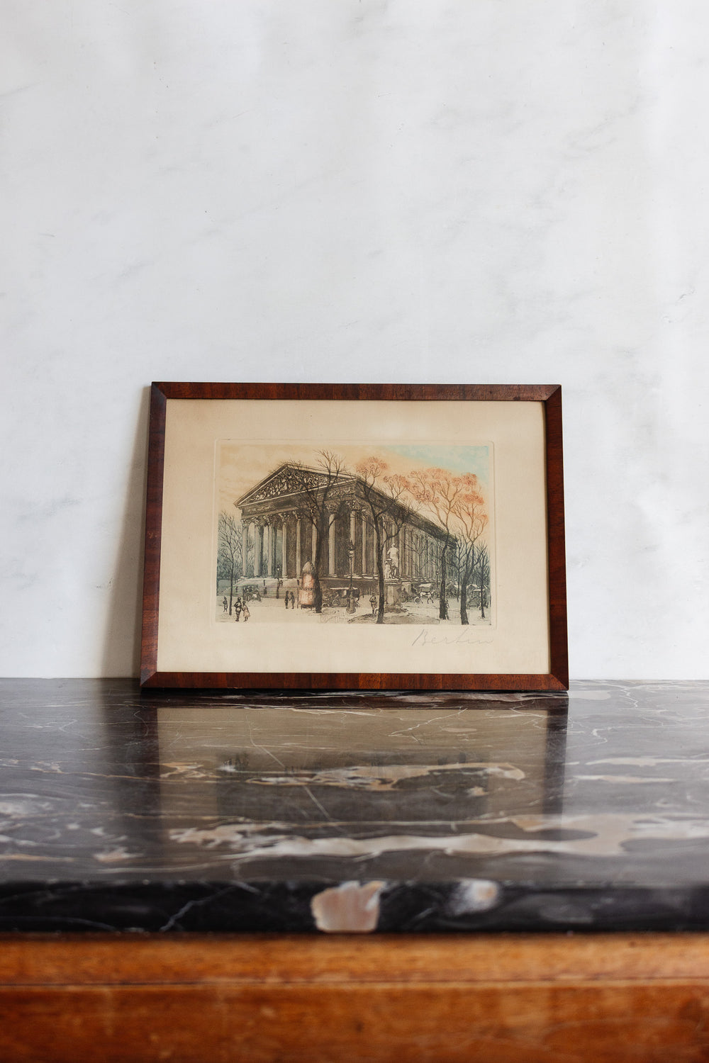 antique german etching of berlin