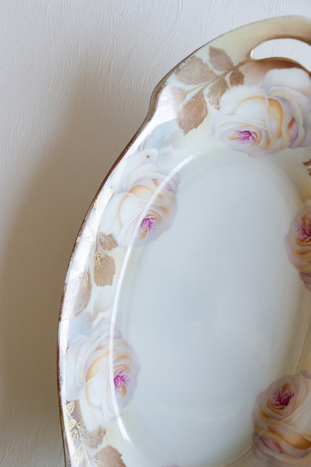 antique german floral painted relish dish