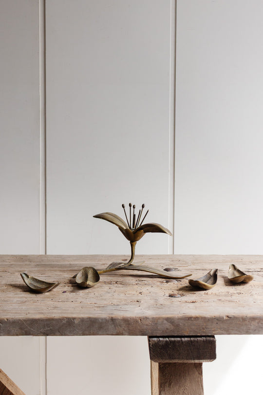 midcentury italian brass sculptural lotus ashtray