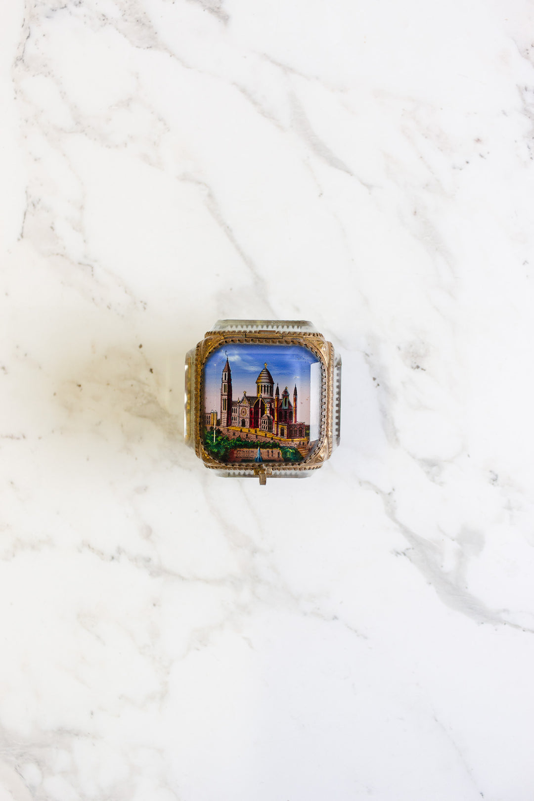turn of the century french beveled glass and ormolu souvenir bijoux casket