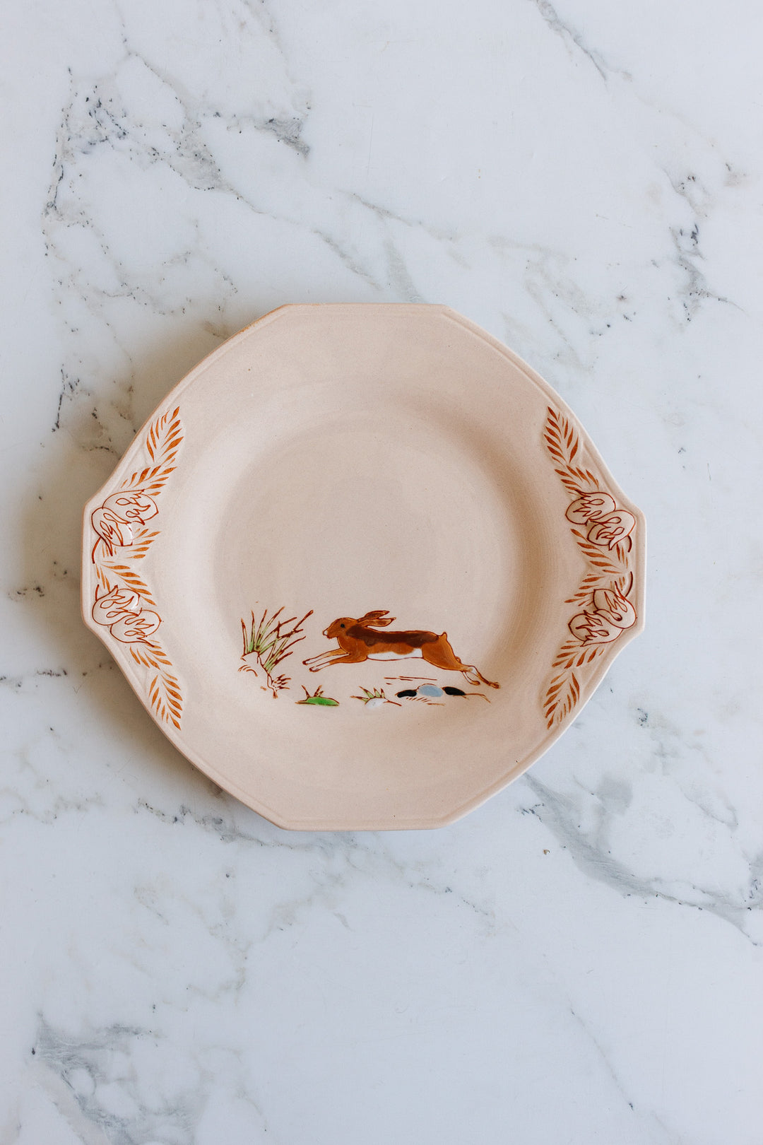 1930s art deco french émaux de longwy pink plate