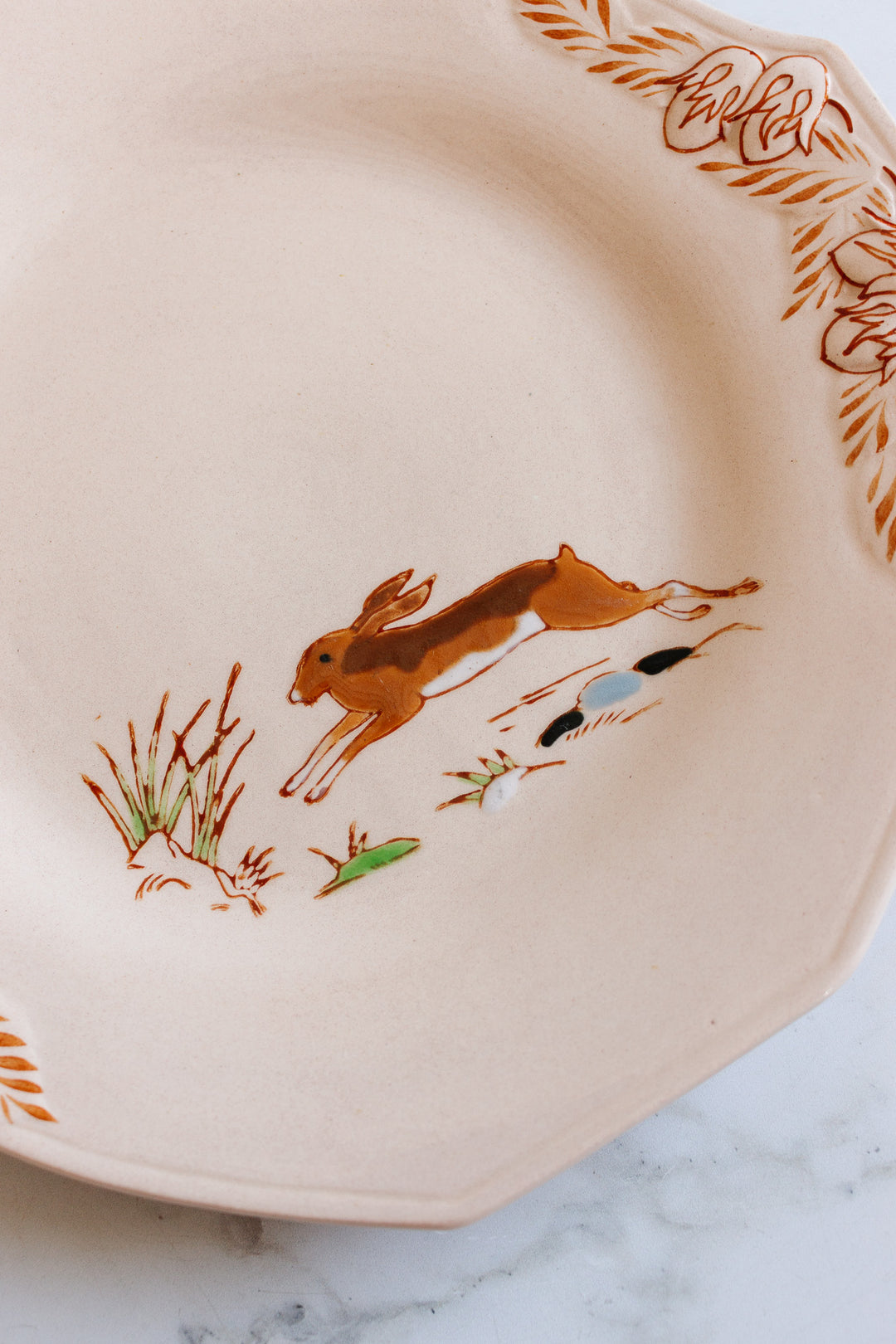 1930s art deco french émaux de longwy pink plate