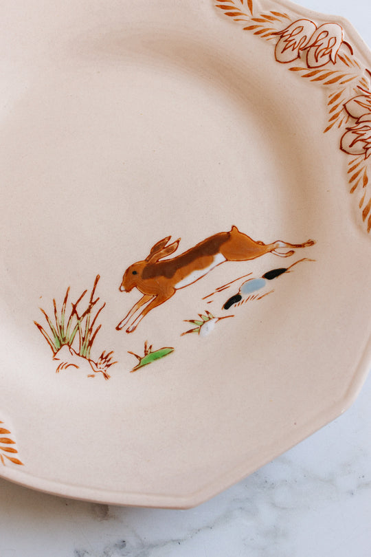 1930s art deco french émaux de longwy pink plate