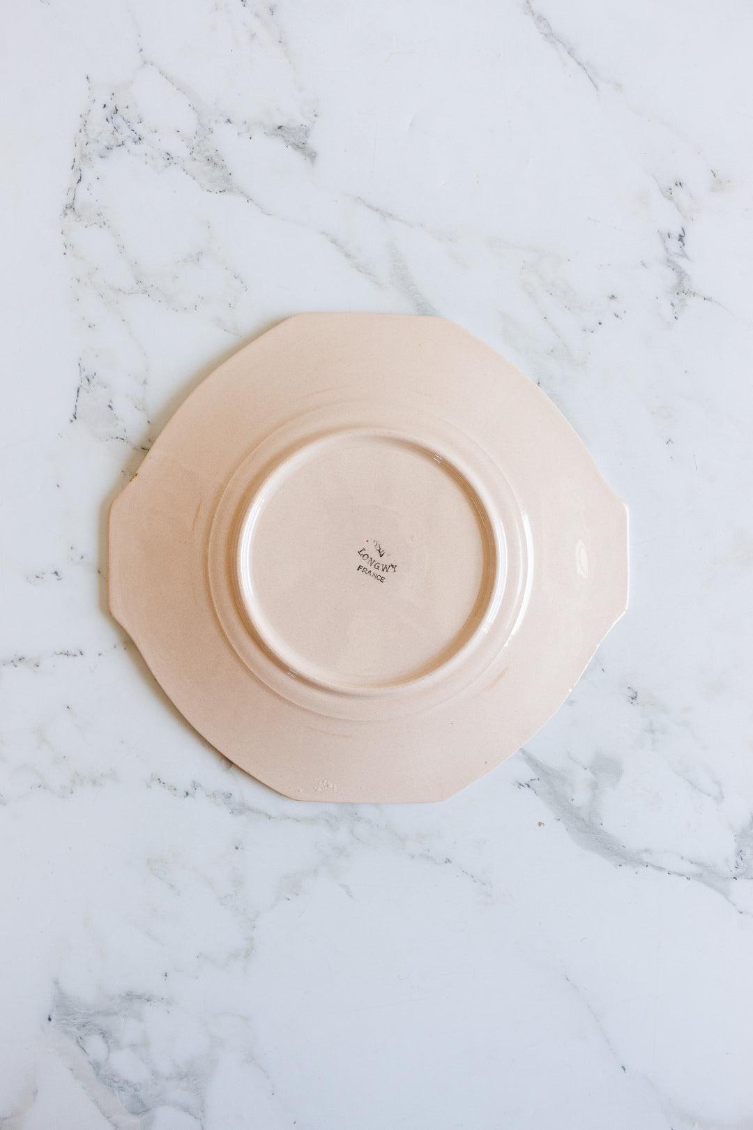 1930s art deco french émaux de longwy pink plate