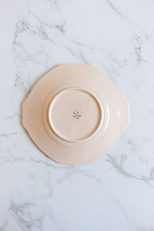 1930s art deco french émaux de longwy pink plate