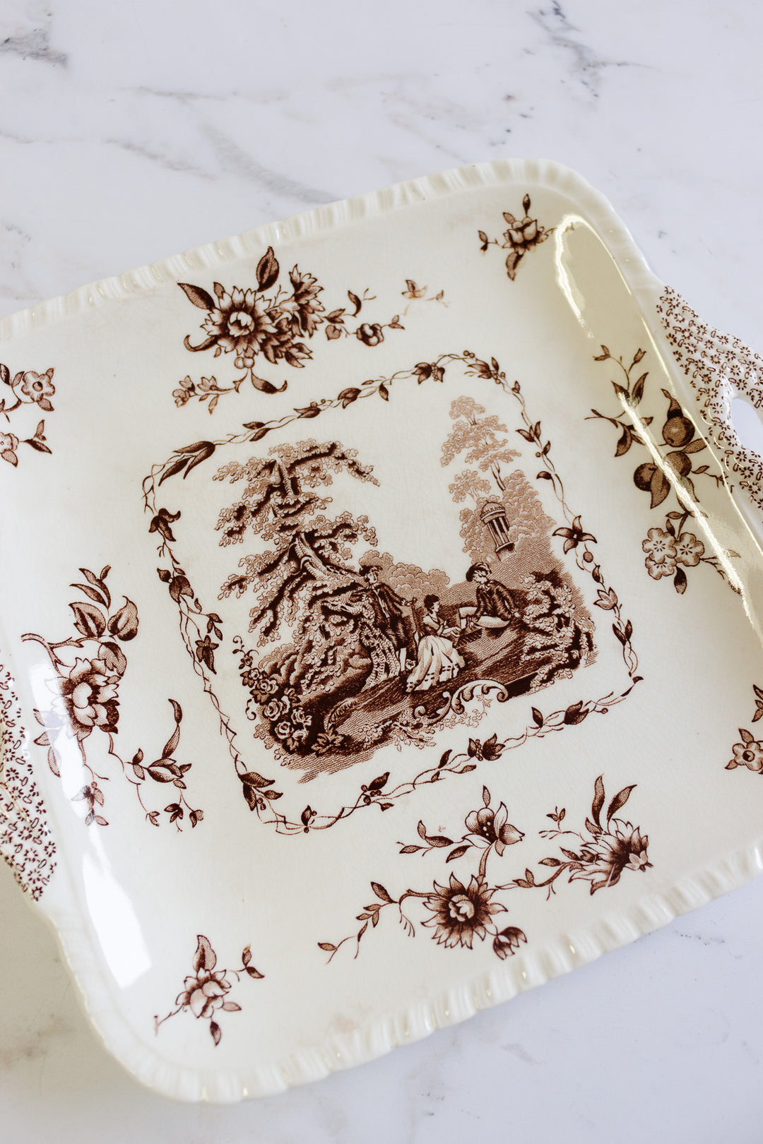antique mason's square cake plate