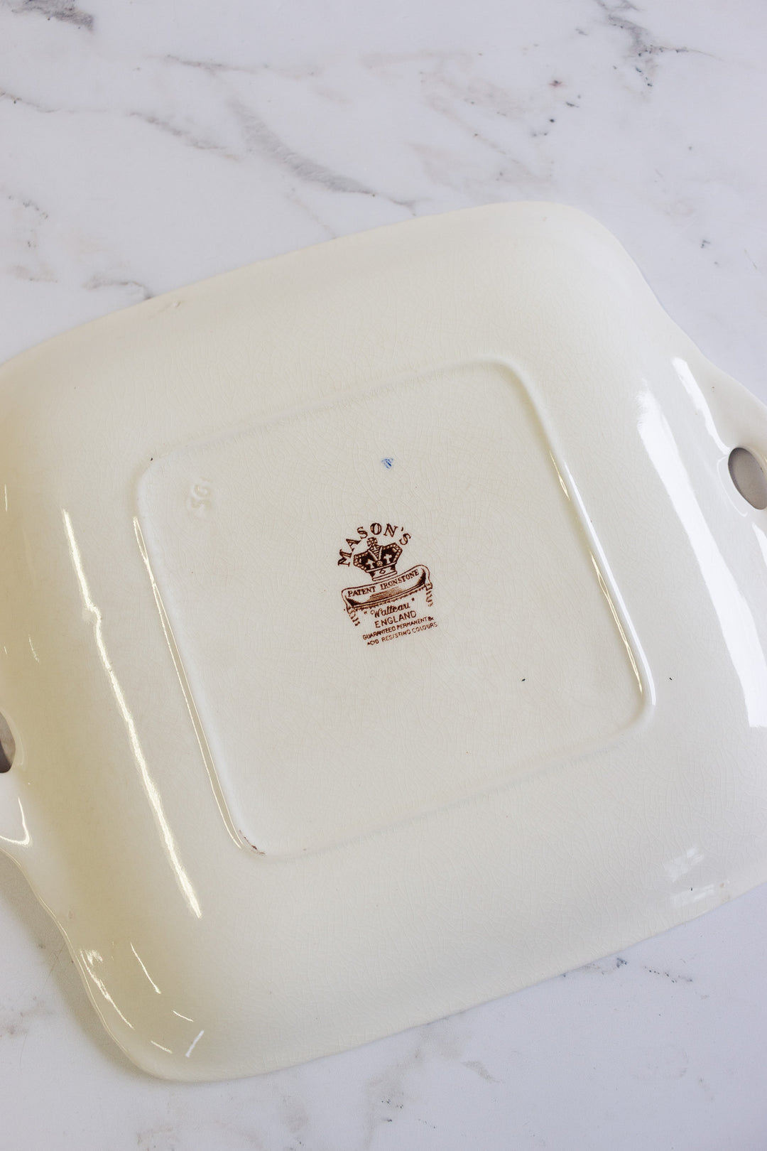 antique mason's square cake plate