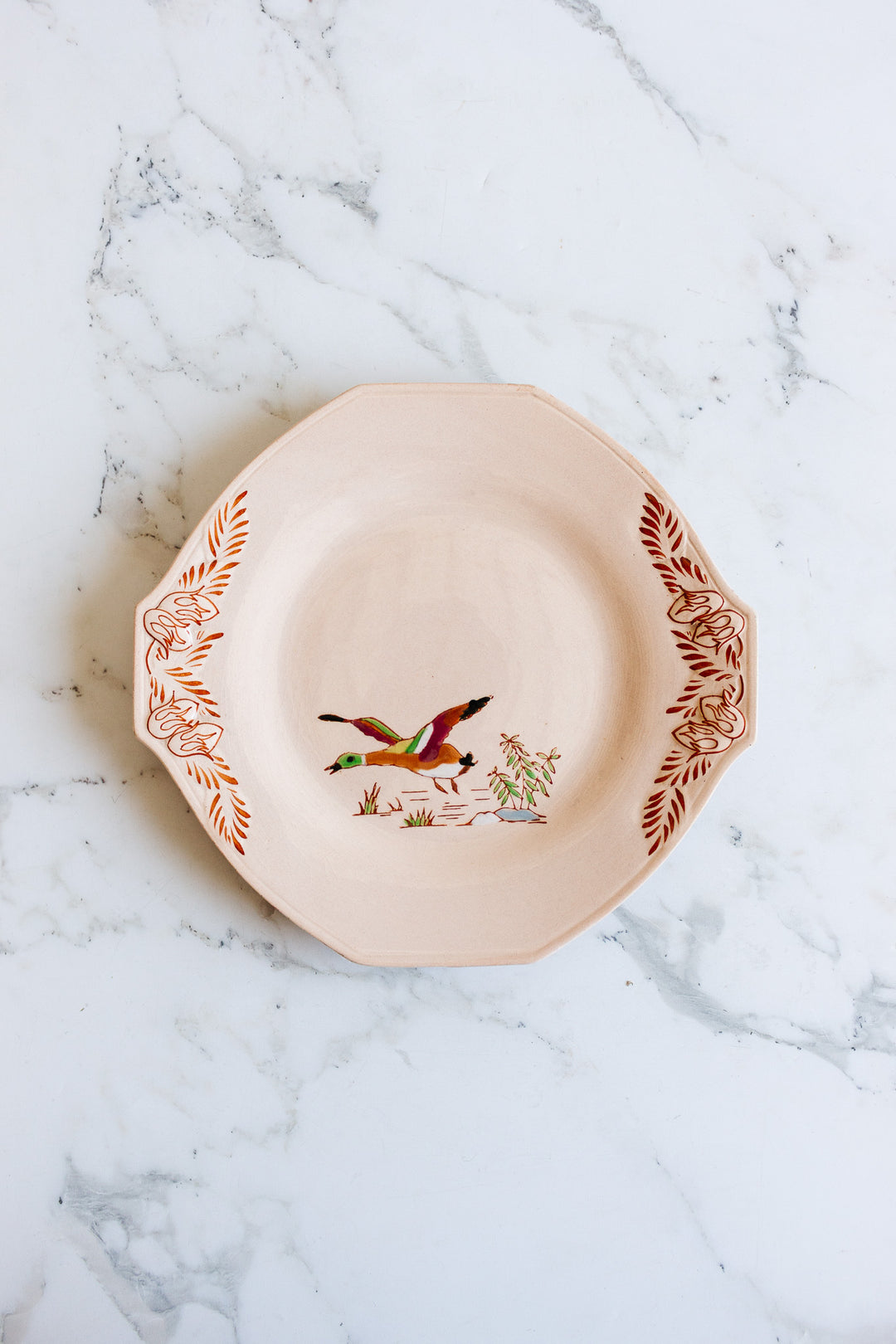 1930s art deco french émaux de longwy pink plate