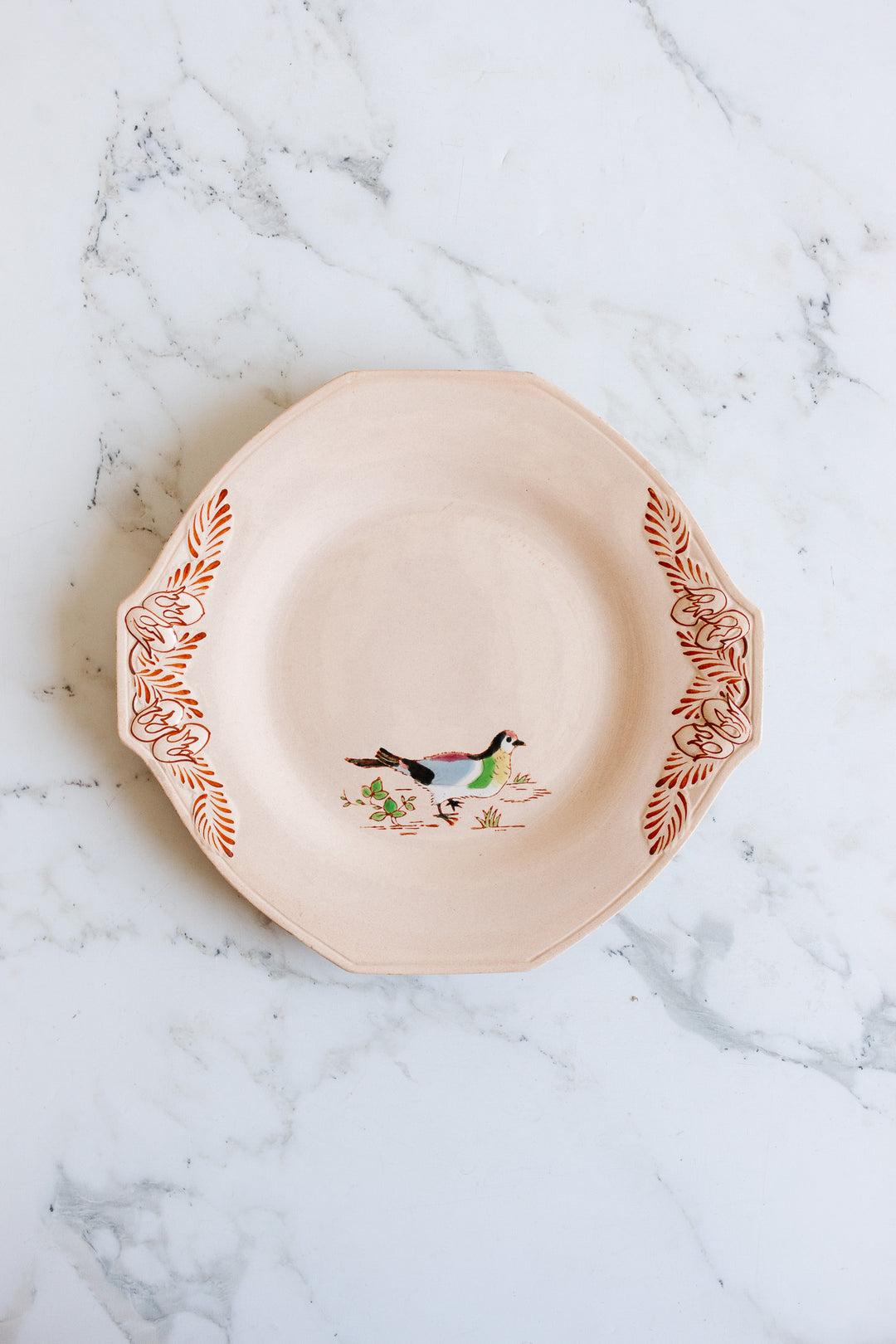 1930s art deco french émaux de longwy pink plate