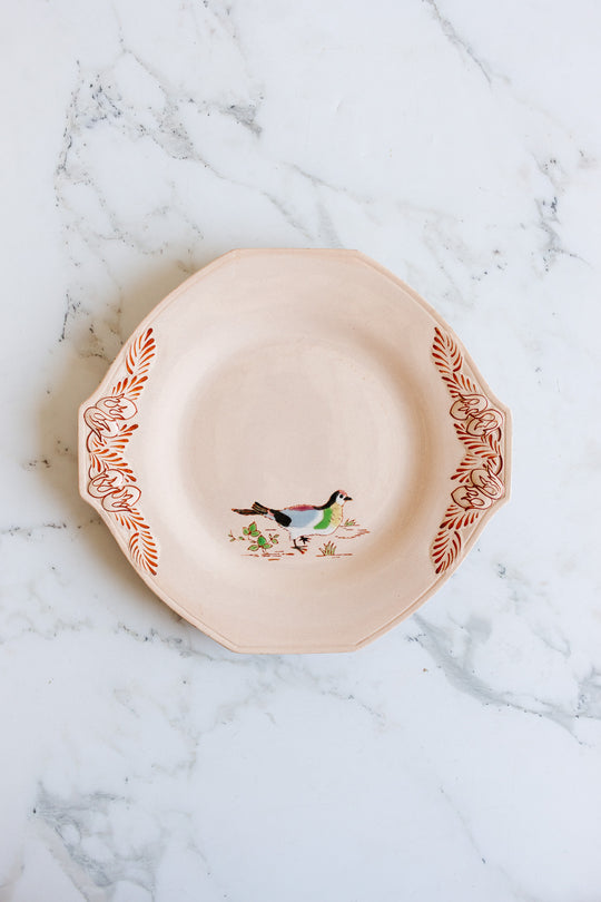 1930s art deco french émaux de longwy pink plate