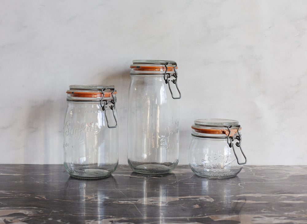 set of 3 vintage french "le parfait" canning jars