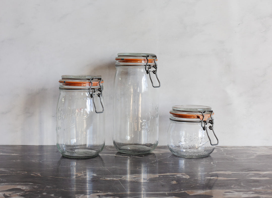 set of 3 vintage french "le parfait" canning jars