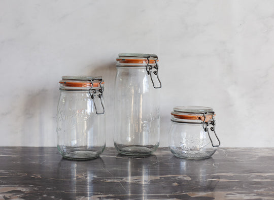 set of 3 vintage french "le parfait" canning jars