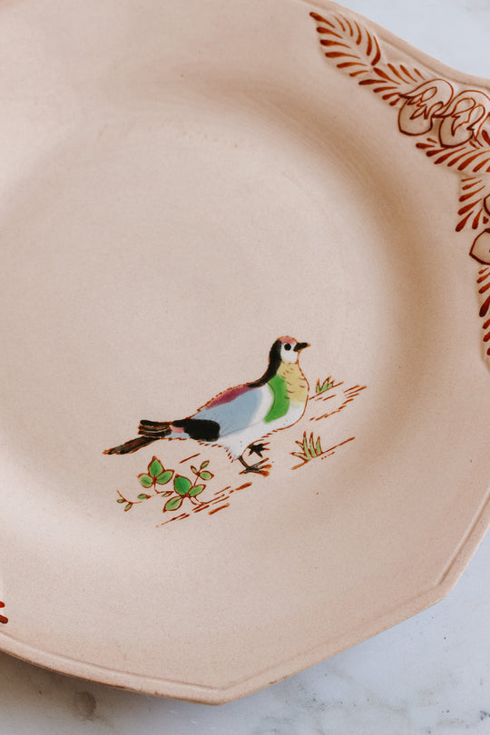 1930s art deco french émaux de longwy pink plate