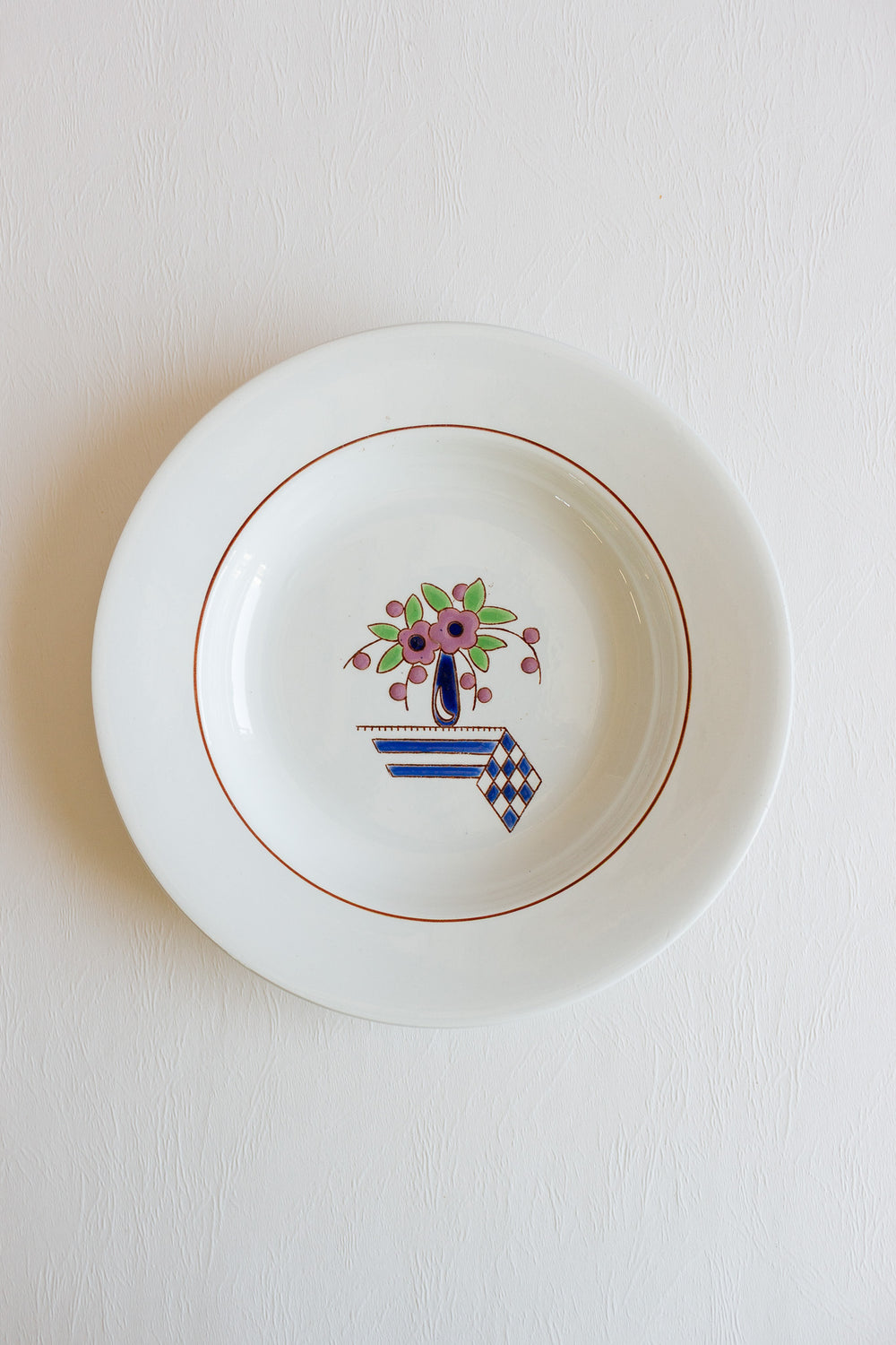 1920s longwy "colette" set of 5 shallow bowls