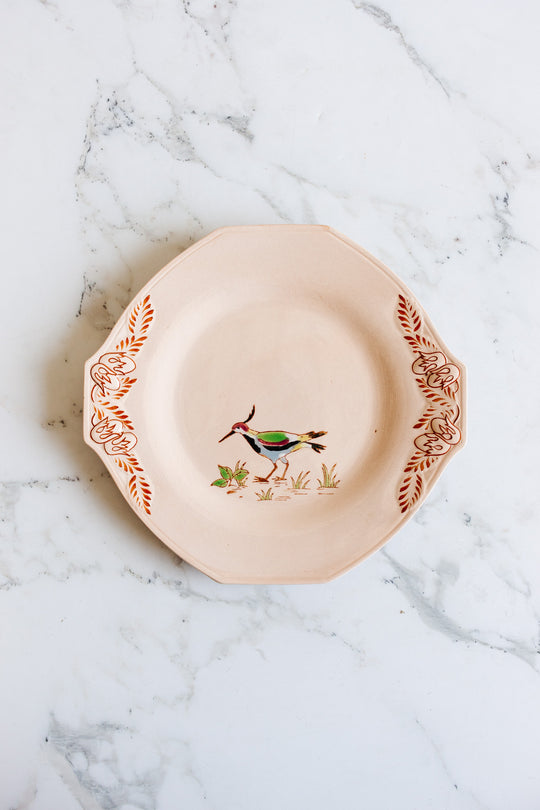 1930s art deco french émaux de longwy pink plate