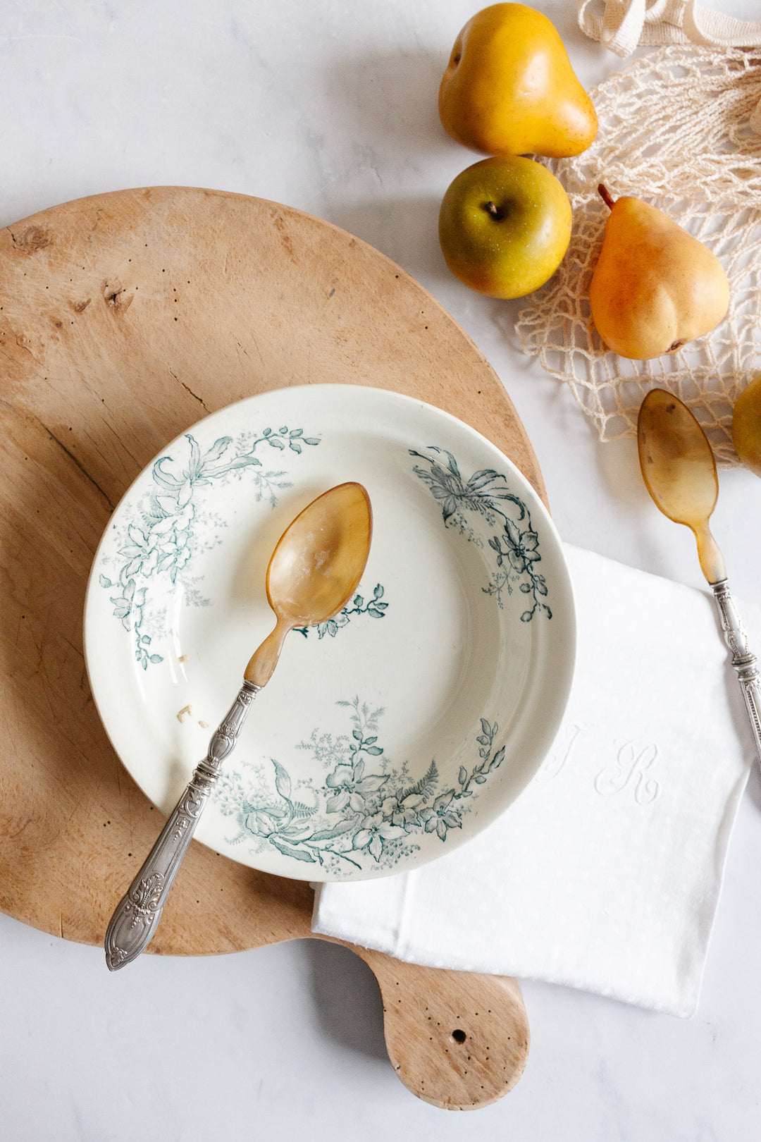 set of antique french horn serving spoons