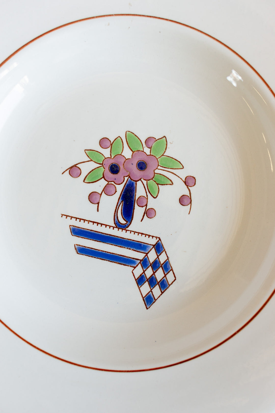 1920s longwy "colette" set of 5 shallow bowls
