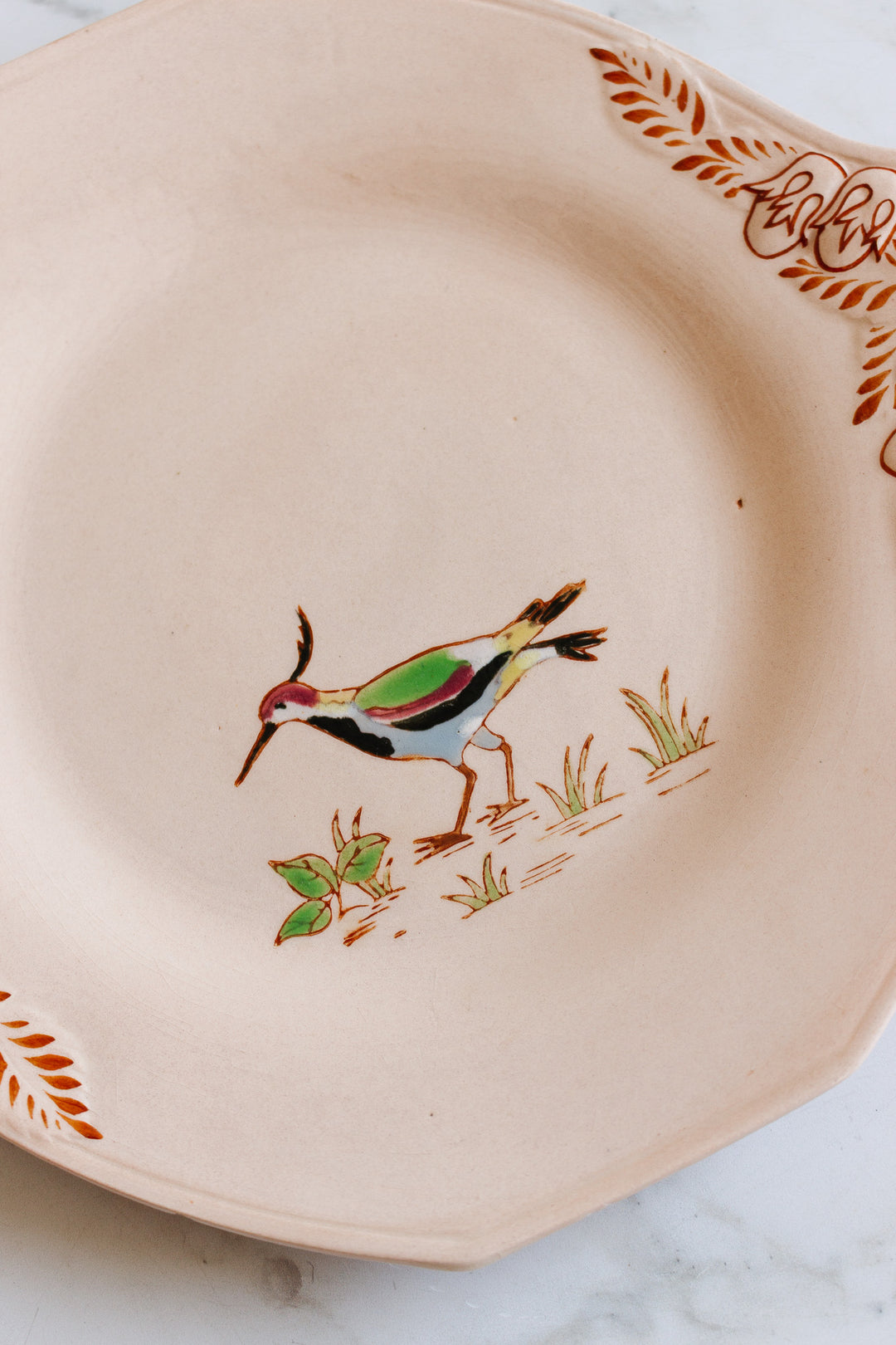 1930s art deco french émaux de longwy pink plate