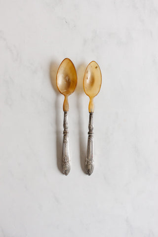 set of antique french horn serving spoons