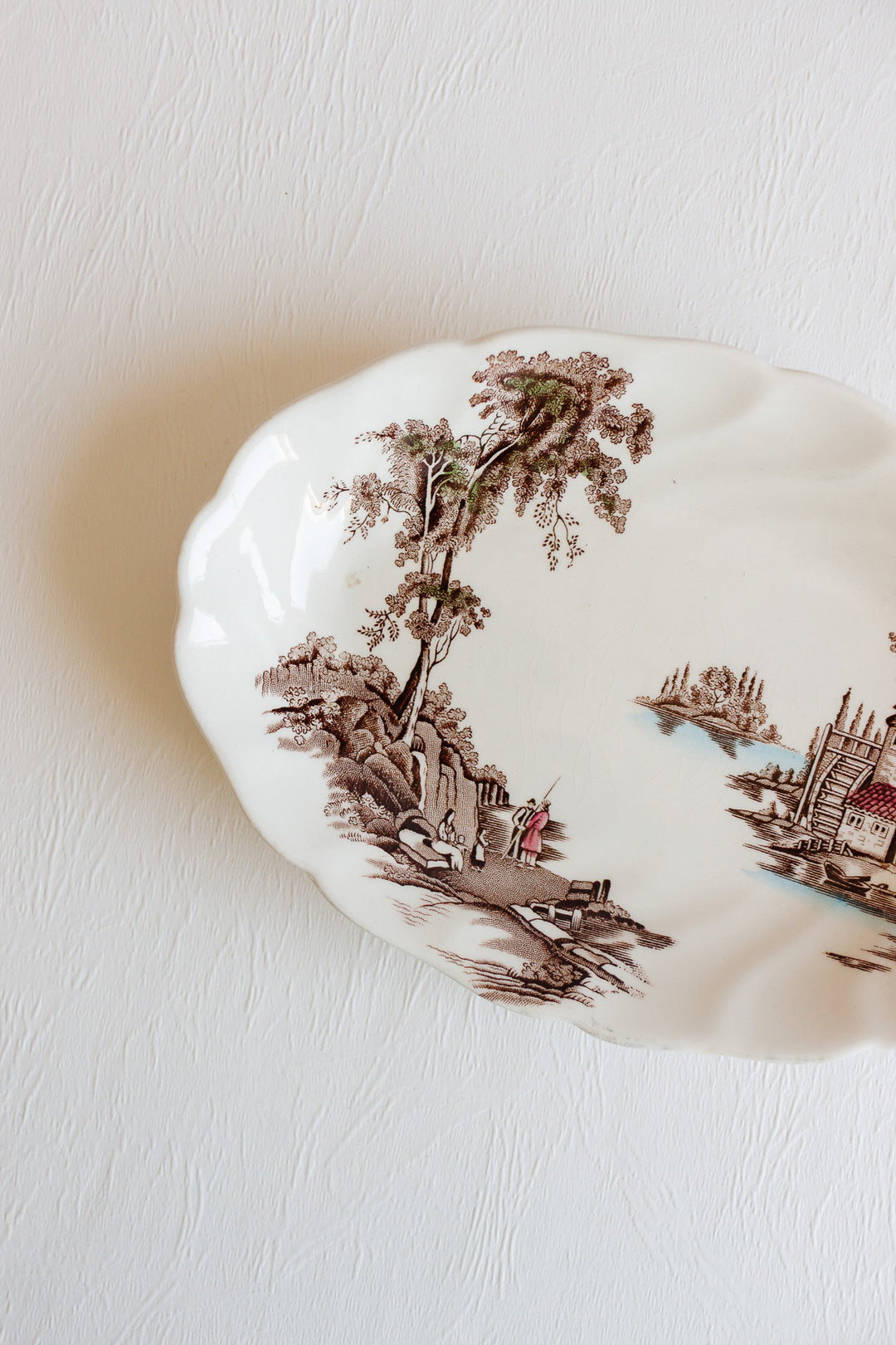 midcentury Johnson brothers oval dish from "the old mill" collection