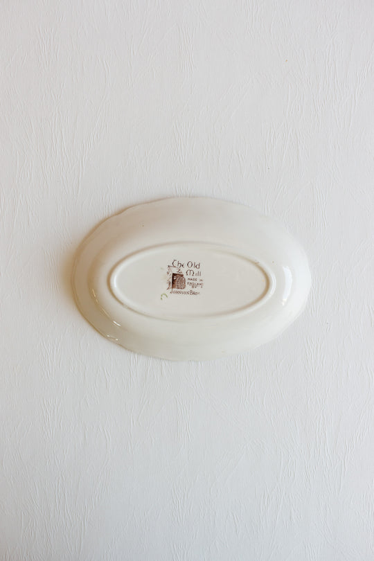 midcentury Johnson brothers oval dish from "the old mill" collection