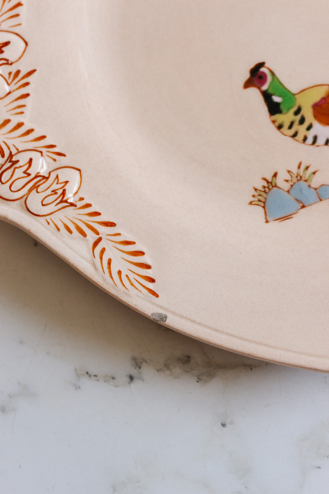 1930s art deco french émaux de longwy pink plate